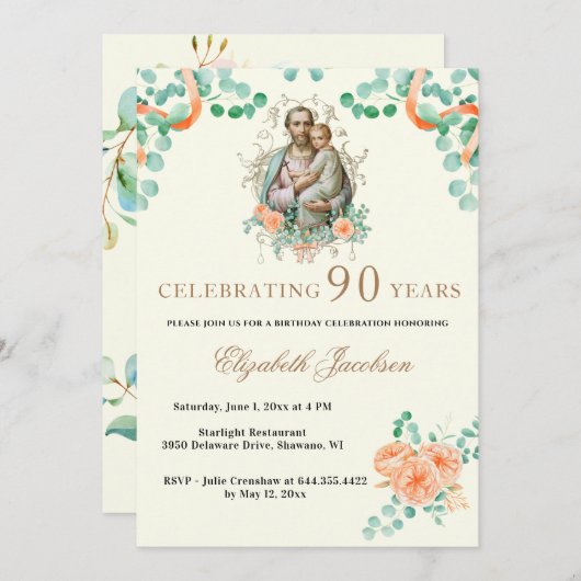 Eucalyptusscriptie Religieuze verjaardag Rosary in Kaart (Voorkant / Achterkant)