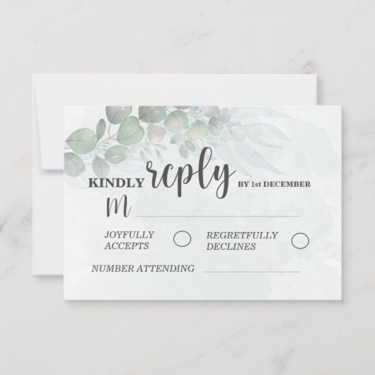 Eucalyptussisgroen RSVP-reactiekaart RSVP Kaartje (Voorkant)