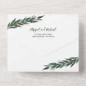 Eucalyptustak met winterbruiloft all in one uitnodiging (Achterkant)