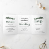 Eucalyptustak met winterbruiloft drieluik uitnodiging (Binnen)