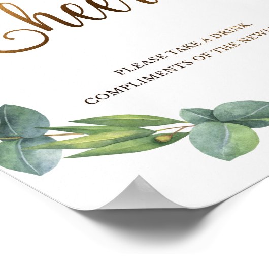 Eucalyptustrouwbord voor de drink poster (Hoek)