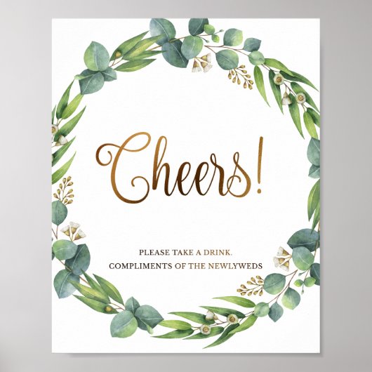 Eucalyptustrouwbord voor de drink poster (Voorkant)