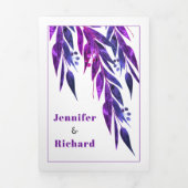 Eucalyptusvertakking voor paarse herfstbruiloft drieluik uitnodiging (Cover)