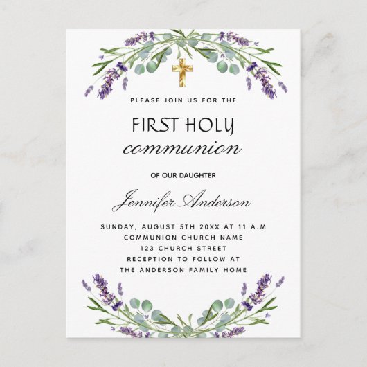 Eucalyptusvioletfloralen, eerste communiqué uitnodiging briefkaart (Voorkant)