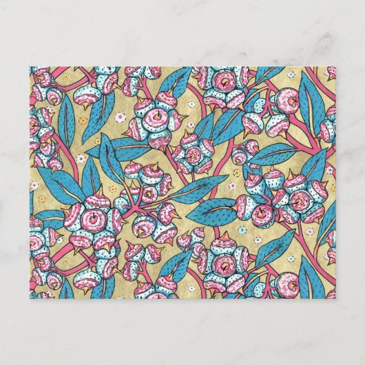 Eucalyptuszaad Australisch Plant botanisch patroon Briefkaart (Voorkant)