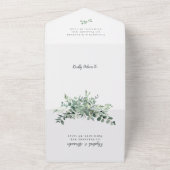 Eucalytpus groen rustieke bruiloft all in one uitnodiging (Buitenkant)