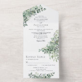 Eucalytpus groen rustieke bruiloft all in one uitnodiging (Binnen)