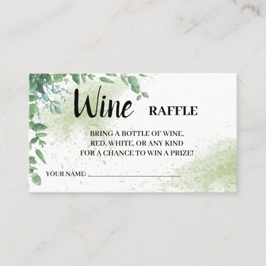 Eucalytpus Wine Raffle Ticket Vrijgezellenfeest Ca (Voorkant)