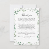 Eucalytus After Funeral Memorial Sympathy  Bedankkaart (Voorkant)