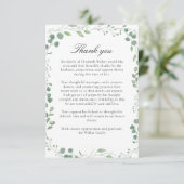 Eucalytus After Funeral Memorial Sympathy  Bedankkaart (Staand voorkant)