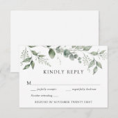 Eucalytus Greenery Wedding RSVP Reactie Kaart (Voorkant / Achterkant)