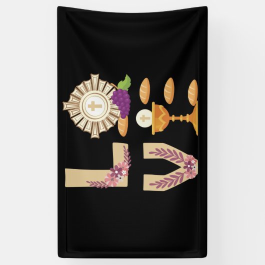 Eucharis katholieke 1e Heilige Communie voor Meisj Spandoek (Verticaal)