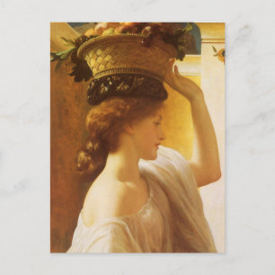 Eucharis - meisje met een mand fruit van Leighton Briefkaart