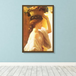 Eucharis - Meisje met een mand fruit van Leighton Canvas Afdruk