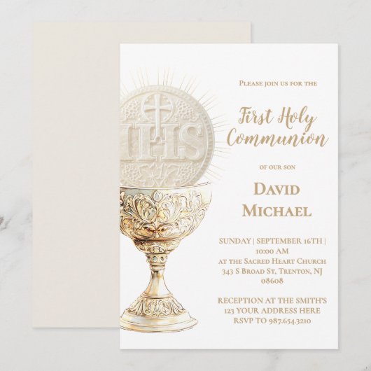 Eucharist design First Holy Communion Kaart (Voorkant / Achterkant)