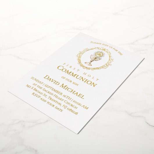 Eucharist First Holy Communion Folie Uitnodiging (Gedraaid)