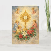 Eucharistic Christmas Nativity with Angels Feestdagen Kaart (Voorkant)