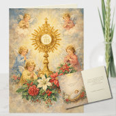 Eucharistic Christmas Nativity with Angels Feestdagen Kaart