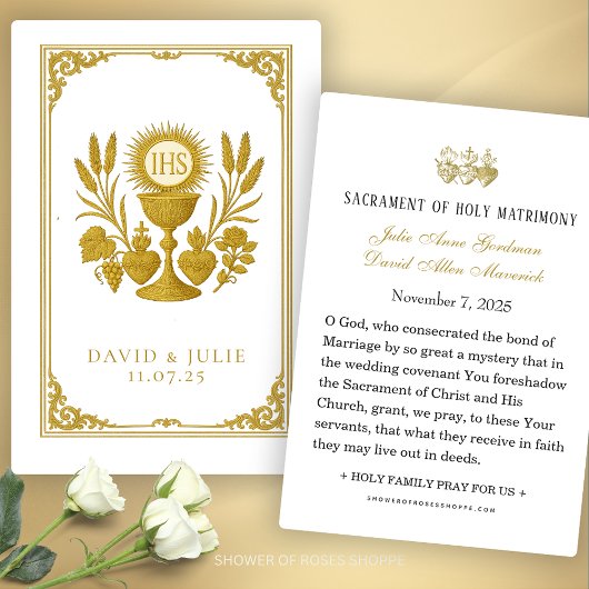 Eucharistie & Drie Harten Katholieke Trouwherinner Visitekaartje