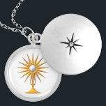 Eucharistisch Ketting in Monstrance<br><div class="desc">Dit "3-D"-design is voorzien van een afbeelding van het Heilige Heilige Schrift/Heilige Eucharistisch in een gouden kleurige monstrantie. U kunt de achtergrondkleur vrij wijzigen via Zazzle's verbluffende aanpassingsprogramma's.</div>