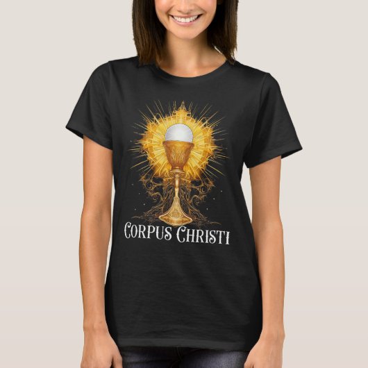 Eucharistische aanbidding Traditionele Latijnse mi T-shirt (Voorkant)