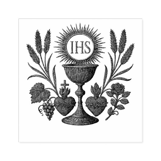 Eucharistische kelk en zijn eerste communie rubberstempel (Afrduk)