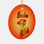 Euchre Chick #5 Keramisch Ornament (Rechts)