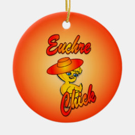 Euchre Chick #5 Keramisch Ornament