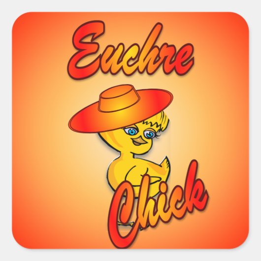 Euchre Chick #5 Vierkante Sticker (Voorkant)