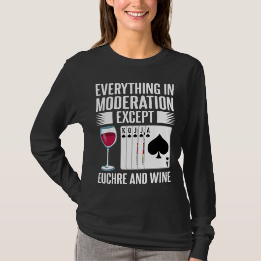 Euchre Kaart Speler Wijn T-shirt (Voorkant)