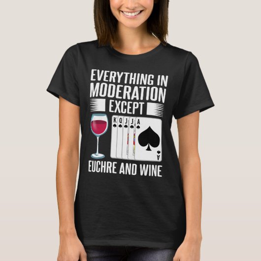 Euchre Kaart Speler Wijn T-shirt (Voorkant)