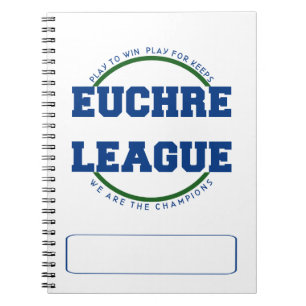 EUCHRE LEAGUE LOGO MET RUIMTE VOOR DOUANNAAM NOTITIEBOEK