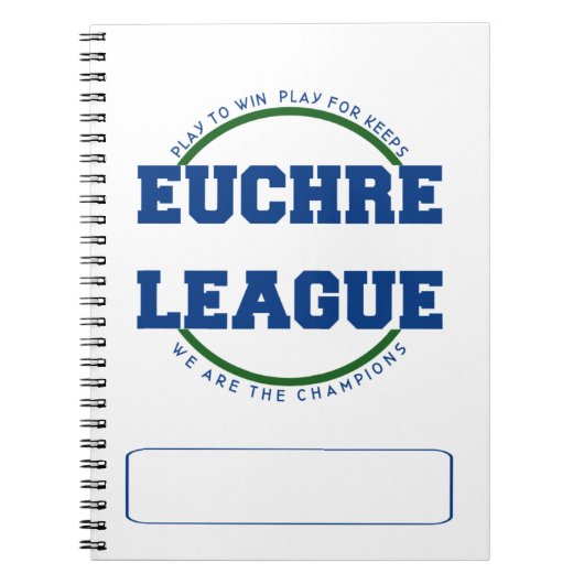 EUCHRE LEAGUE LOGO MET RUIMTE VOOR DOUANNAAM NOTITIEBOEK (Voorkant)