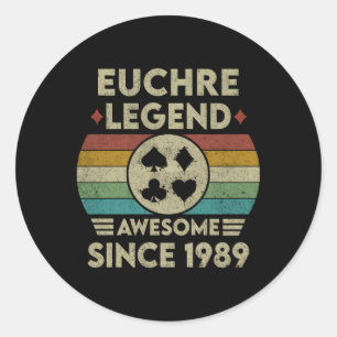 Euchre Legend 33 Geweldige sinds 1989 Euchre Ronde Sticker