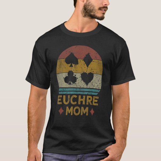 Euchre Mom Vintage Euchere Card Game T-shirt (Voorkant)