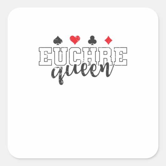 Euchre Queen Kartenspiel Spielkarten Vierkante Sticker (Voorkant)