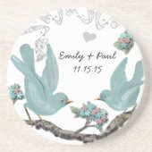 Euck Egg Blue en Roze  Tortelduifjes Onderzetters (Voorkant)