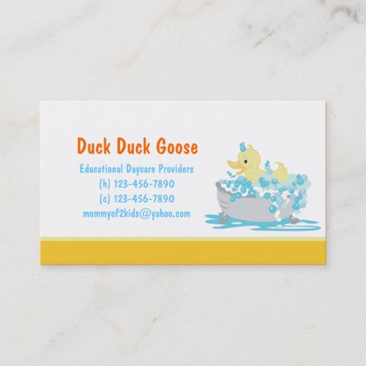 Euck in Tub Daycare of een sjabloon voor visitekaa Contactkaartje (Voorkant)