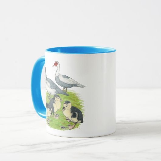 Eucks Blue Pied Muscovy Family Mok (Voorkant links)