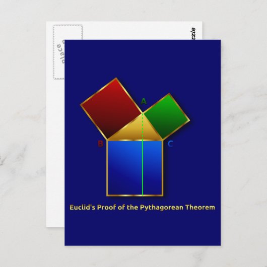 Euclid's bewijs van de Pythagoreaanse Theorem. Briefkaart (Voorkant / Achterkant)