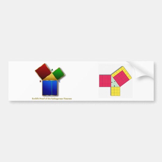 Euclid's bewijs van de Pythagoreaanse Theorem. Bumpersticker (Voorkant)