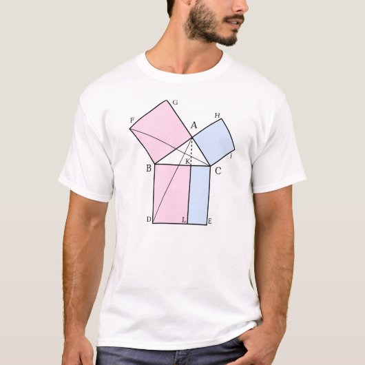 Euclid's bewijs van de stelling van de pythagorea t-shirt (Voorkant)