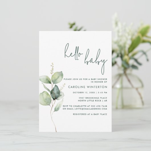 Euclyptus Botanisch Genderneutraal Baby shower Kaart (Staand voorkant)