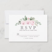 Euclyptus Pink Floral Wedding RSVP Kaartje (Voorkant)