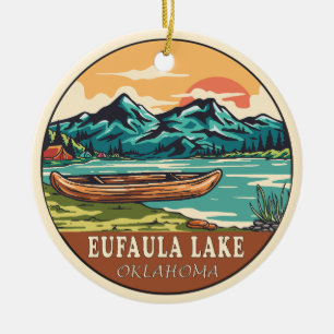 Eufaula Lake Oklahoma Boating Vist Emblem Keramisch Ornament