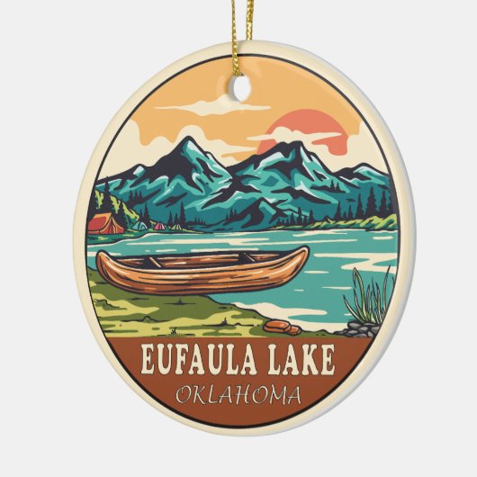 Eufaula Lake Oklahoma Boating Vist Emblem Keramisch Ornament (Links)