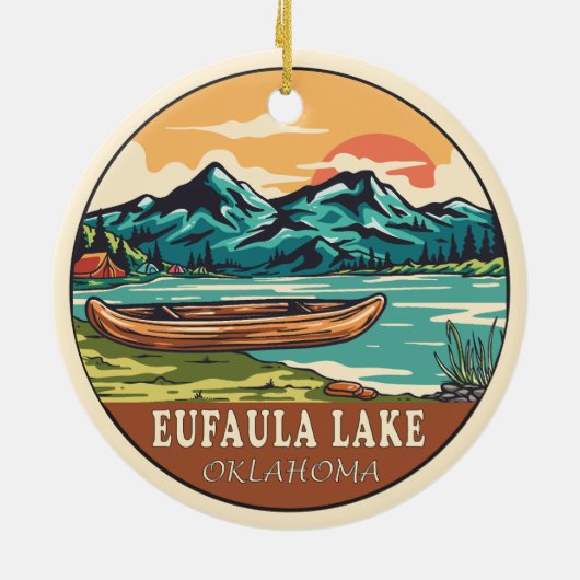 Eufaula Lake Oklahoma Boating Vist Emblem Keramisch Ornament (Achterkant)