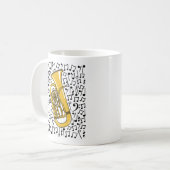 Eufonium met muzieknoten, messing muzikant koffiemok (Voorkant links)