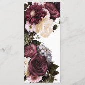 Euforie Bourgondië en roze bloemboeket bruiloft Menu (Achterkant)