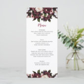 Euforie Bourgondië en roze bloemboeket bruiloft Menu (Staand voorkant)